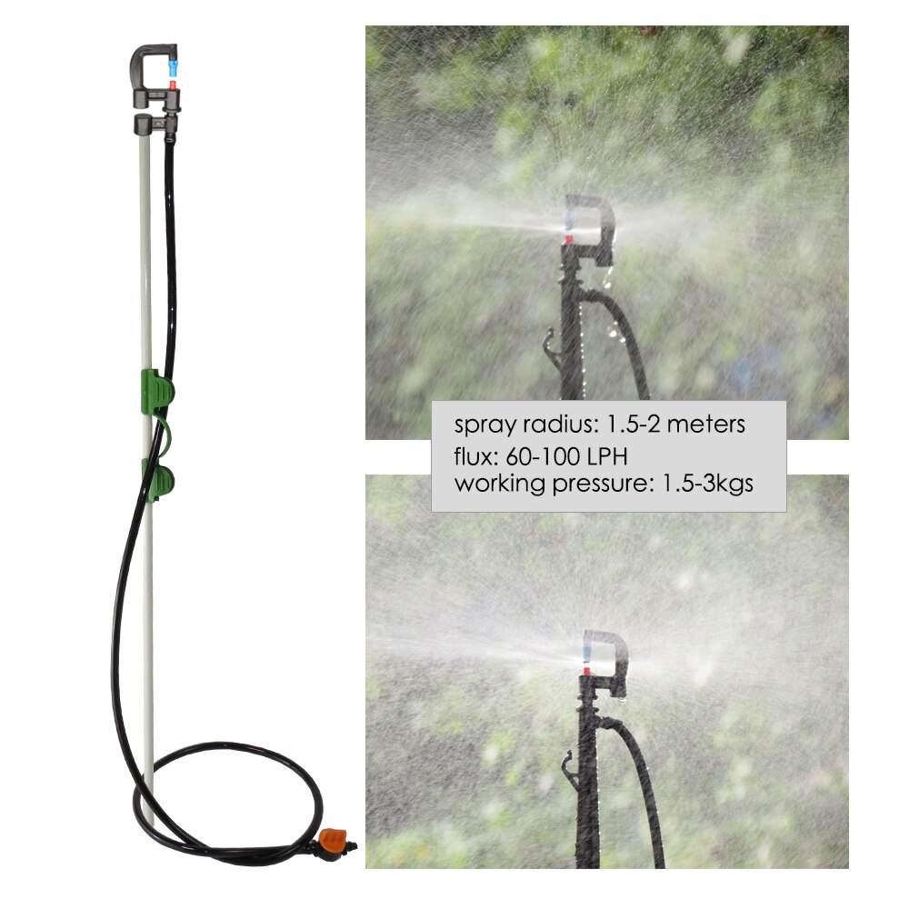 MUCIAKIE-boquilla de refracción de 80LPH, conjunto de Micro aspersor de estaca de 50cm con tubo de estaca de cabeza, Estaca de fibra de vidrio, 10 Uds.