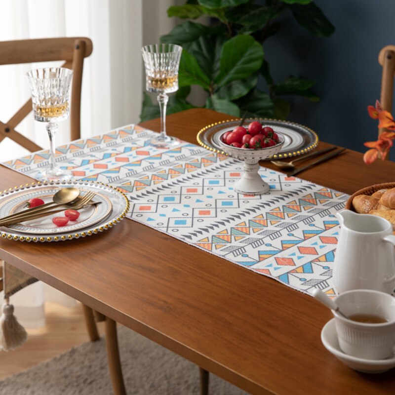 Moroccan Geometric Striped Table Runner Bohemian National Table Runners Bed Mat TV Cabinet Cloth Dining Wedding Table Decoration