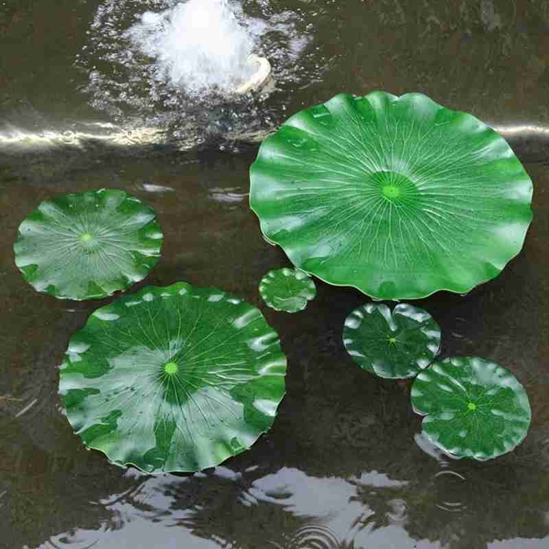 1 stk kunstig lotus åkande flydende blomsterdam tank plante blad ornament hjem bryllup dam pool dekoration