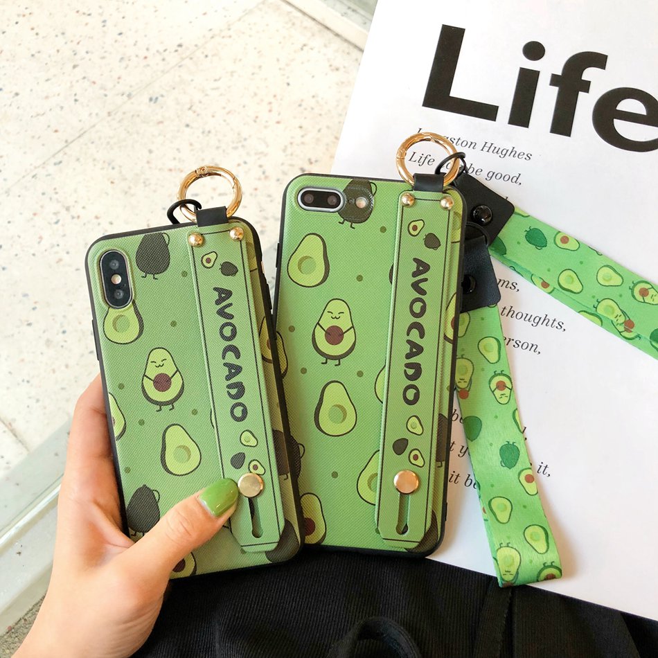 Para Huawei P20 Lite P20 Pro funda amor corazón cordón soporte teléfono funda para Huawei P30 Pro P30 Lite de dibujos animados lindo aguacate