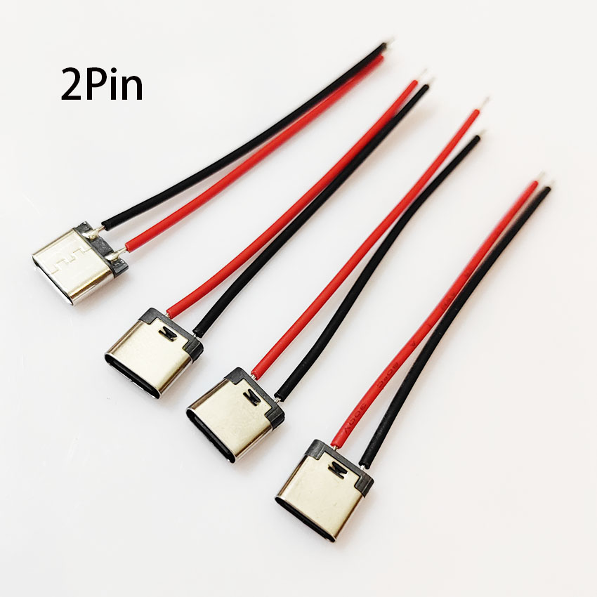 1-10Pcs Type C 2 Pin Waterproof Female USB C Socket Port With Screw Hole Fast Charge Charging Interface USB Connector with cable