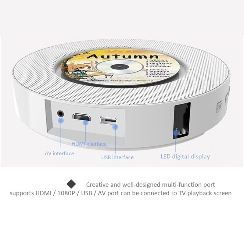 Bærbar vægmonterbar cd dvd-afspiller med bluetooth hjemme o boombox med fjernbetjening fm-radio indbyggede hifi-højttalere med