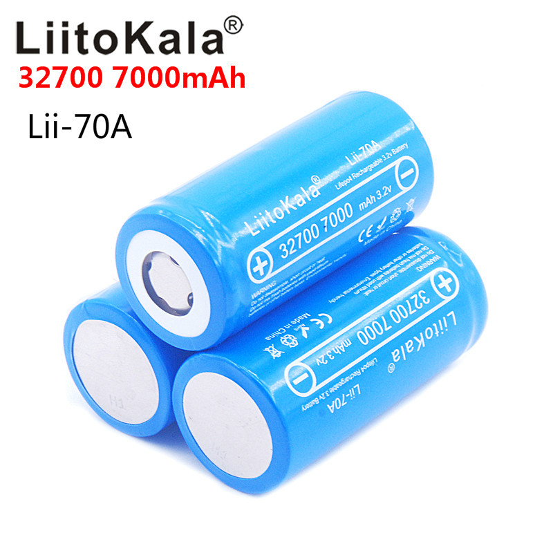 LiitoKala Lii-70A 32700 3.2v 7000mAh lifepo4 rechargeable battery cell 5C discharge battery for Backup Power flashlight