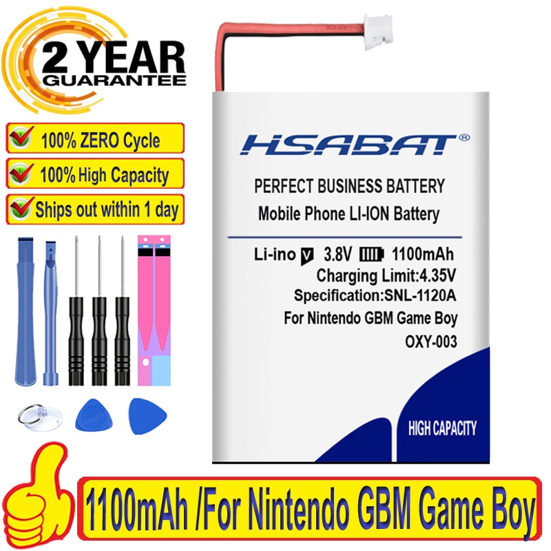 100%  originale hsabat 1100 mah batteri til nintendo gbm game boy micro oxy -003