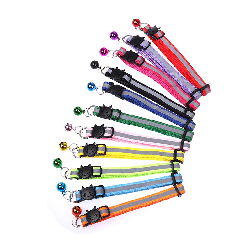 1PC breloque réfléchissante et cloche chat collier de chien sécurité élastique réglable produit pour animaux de compagnie