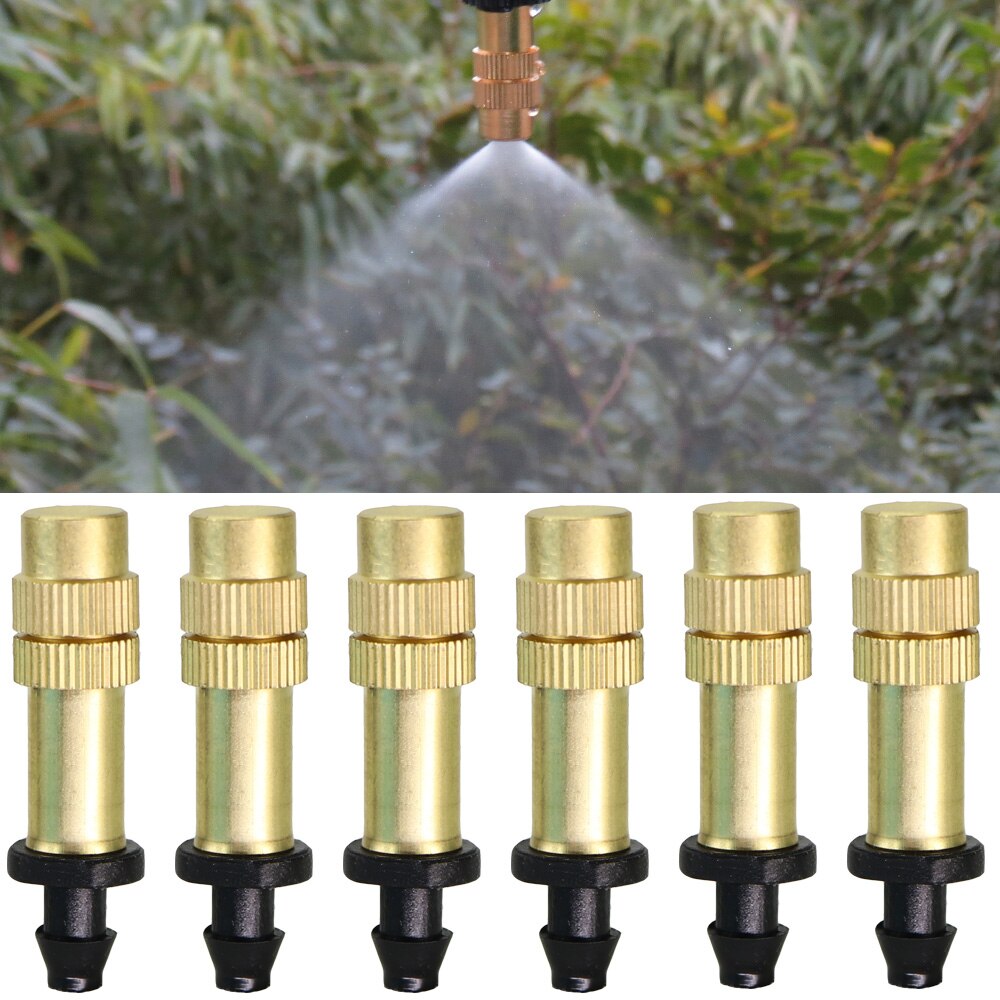 30-300 Stuks 1/4 ''Tuin Messing Verneveling Watering Nozzle Single Barb Connector 4/7Mm Verstelbare Koperen cooling Spray Verstuiver