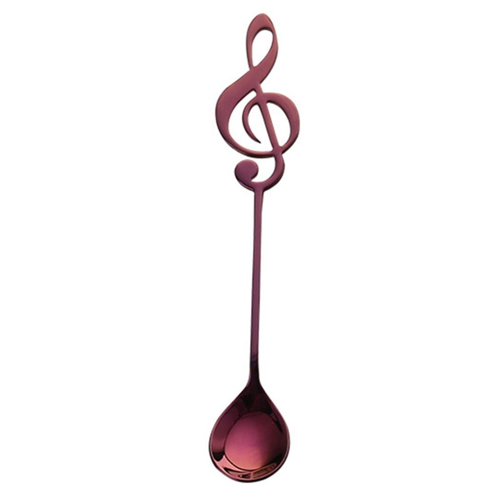 Stainless Steel Musical Notes Ice Cream Coffee Tea Stirring Spoon Tableware: Purple