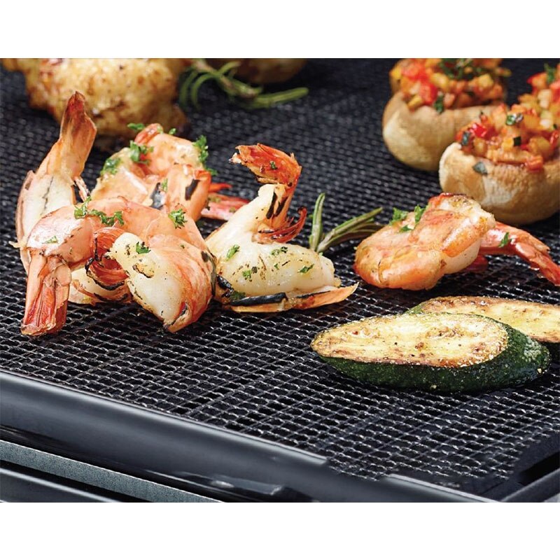 Esteras de parrilla para barbacoa, revestimiento antiadherente, revestimiento de lámina para cocinar, revestimiento de parrilla resistente al calor, alfombra de malla para accesorios de barbacoa para el hogar