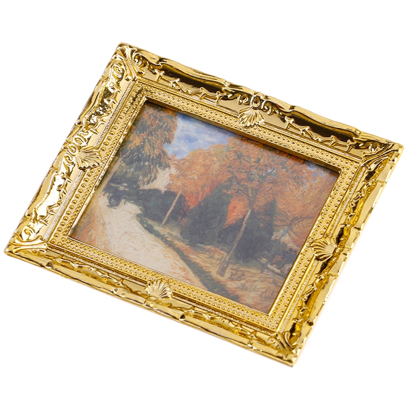 1 Pc Diy Dollhouse Mini Oil Painting Dollshouse Miniature 1:12 Miniature Furniture Doll House Resin Picture Frame