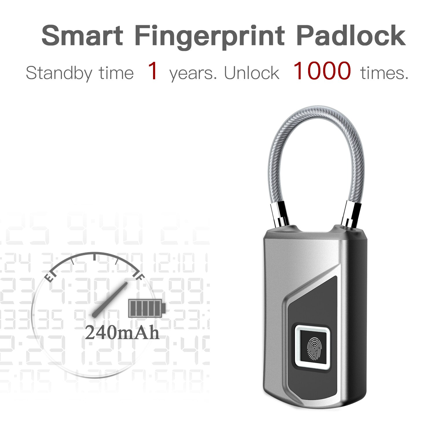 Portable Door Smart Fingerprint Lock IP66 Waterproof Thumbprint 0.5s Quick Unlock Bag Drawer Suitcase