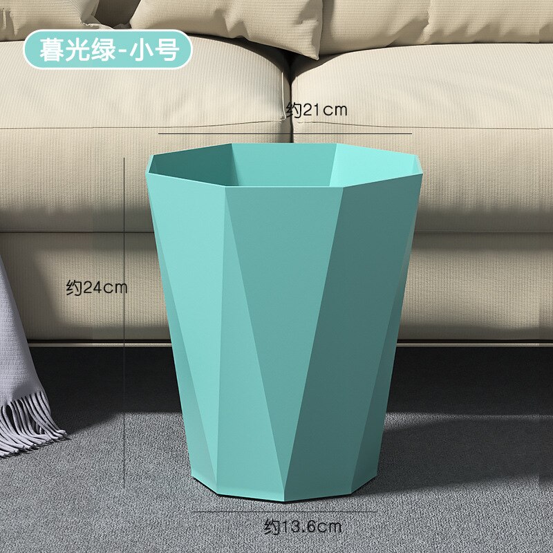 Cubo de basura de plástico para el hogar y la Oficina, papelera de almacenamiento Irregular, sin tapa, de estilo nórdico: green-small