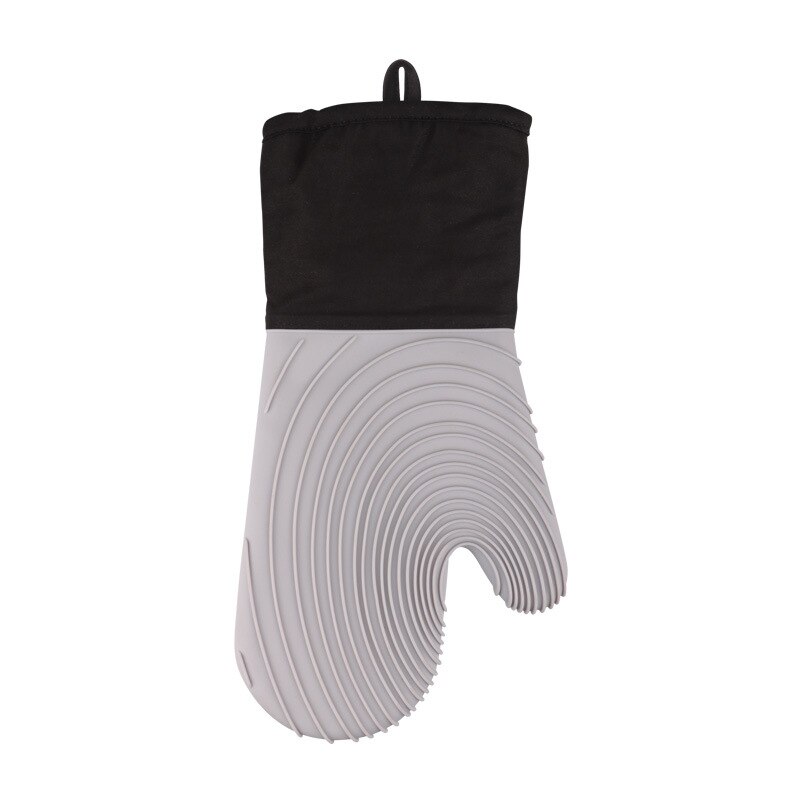 Insulation Gloves, Microwave Oven Silicone Kitchen Anti-scalding Gloves, Thick Cotton Non-slip Waterproof Oven Gloves: Gray