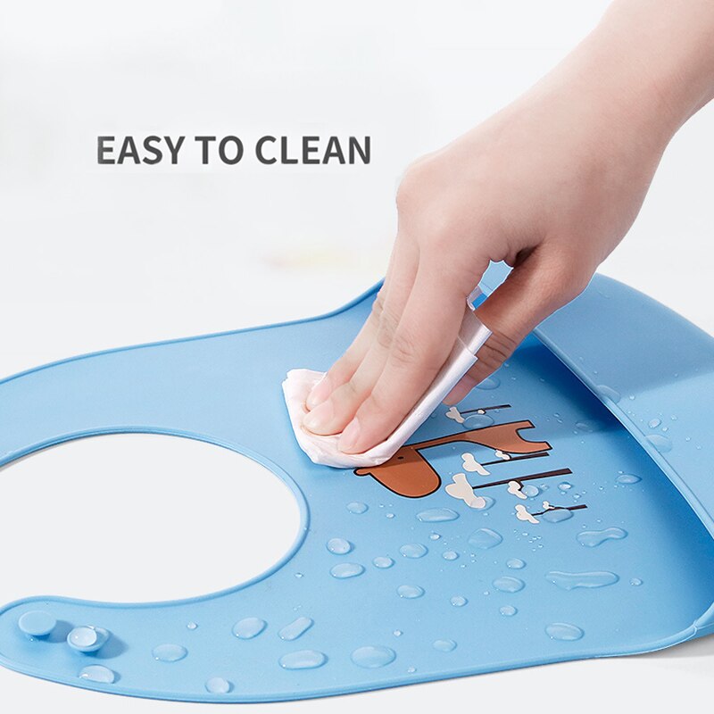 Bavoirs en Silicone pour bébé, animaux de dessin animé cerf, doux, alimentation pour bébé, imperméable, ajustable, pour enfants fille et garçon, accessoires de soins