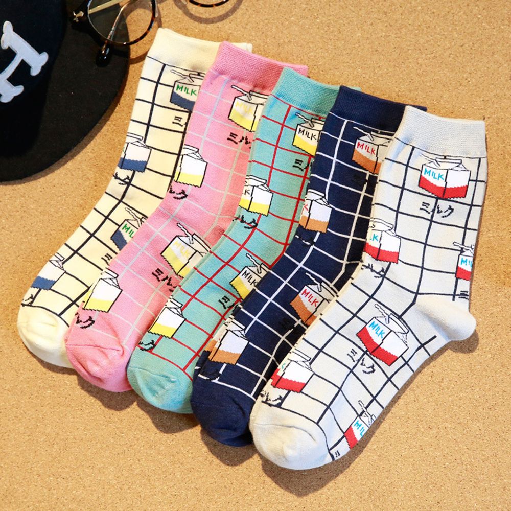 Japan stil hipster sjove sokker mælk harajuku kvindelige sokker tegneserie bomuld glad strømpe ankel varm vinter bomuld