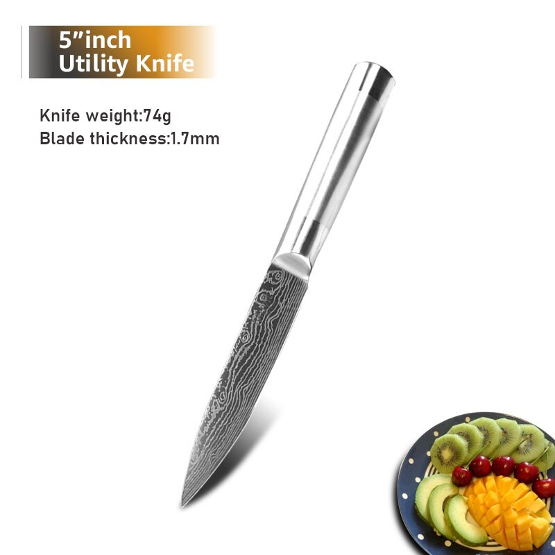 Knife Set Chef Santoku Japanese Knife 7CR17 440C High Carbon Stainless Steel Utility Bread Slicing Knives: 5 inch Utility knife