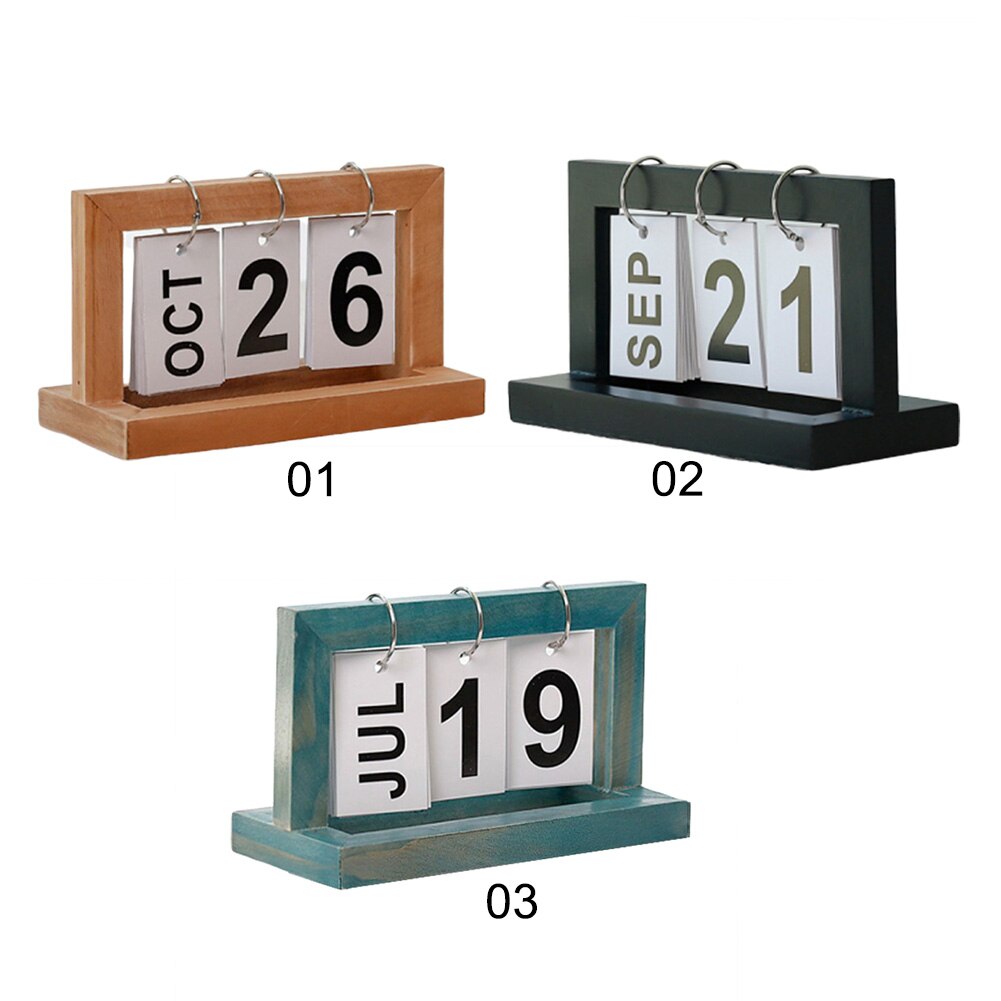Office Wooden DIY Flip Calendar Desk Calendar Double Daily Planner Table Planner Annual Agenda Desktop Decorative Ornaments