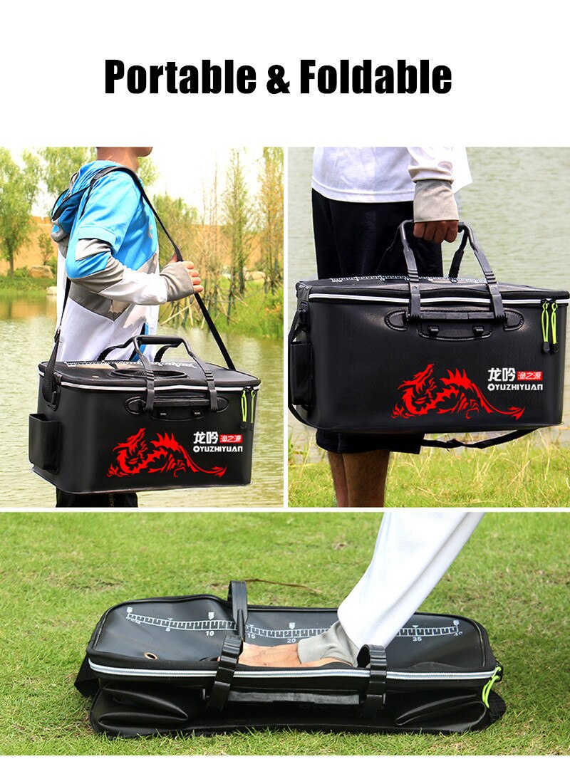 Portable Fishing Bucket Bag EVA Fishbox Handle Folding Outdoor Water Box Live Fish Bucket Thicken Fishing Tank Fishing Gear Bag