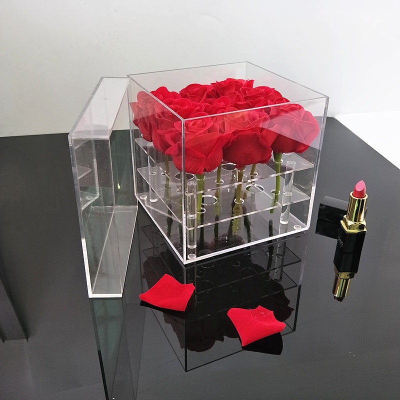 Mordoa akryl blomsterboks rose holde frisk boks vannstråler til blomster rose smykker vise smykker rose oppbevaringsboks blomster