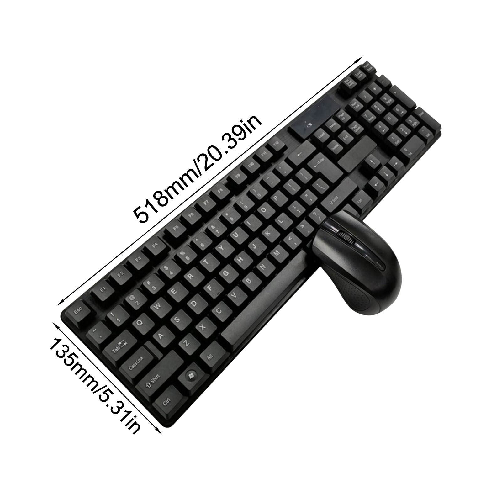 Wireless Keyboard And Mouse Combo Compact Full-size Keyboard