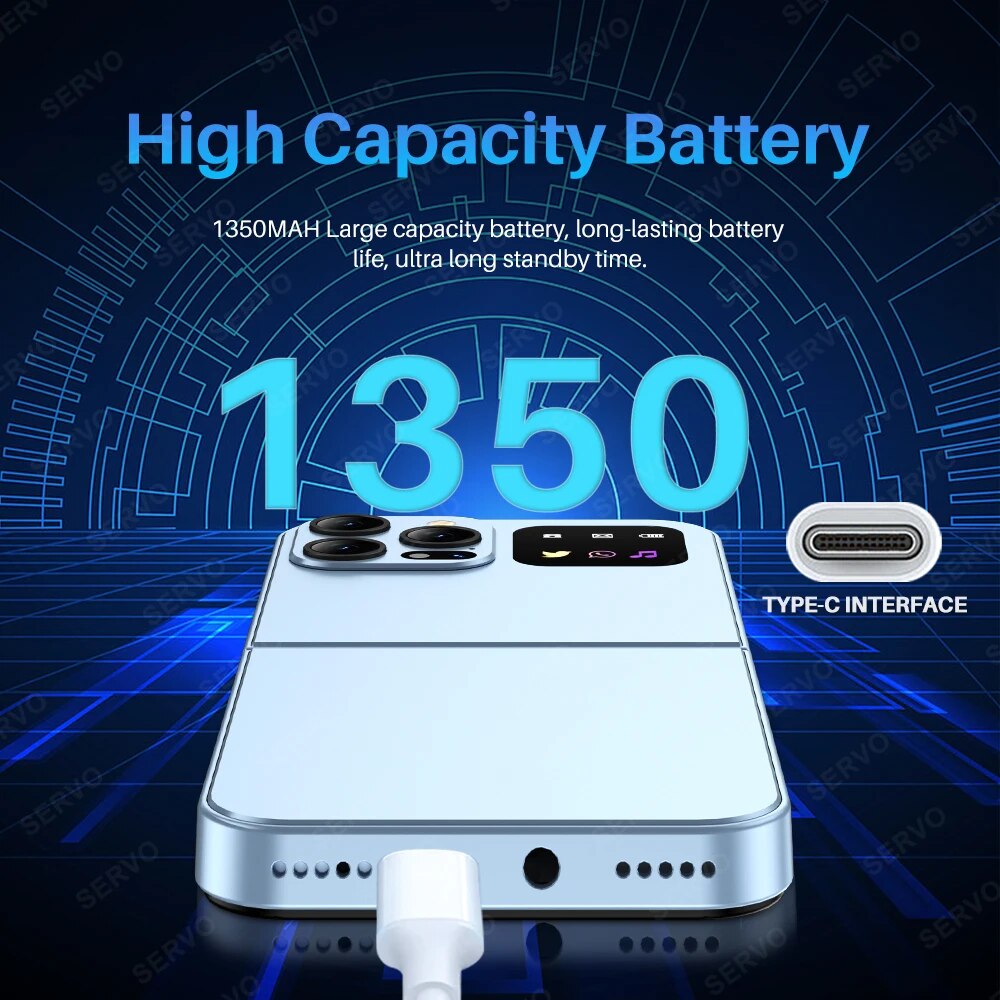 Servo a50 pro dobrável telefone móvel automático rádio fm chamada registro velocidade dial voz mágica dupla sim gsm desbloqueado celular 2.4 "tipo-c