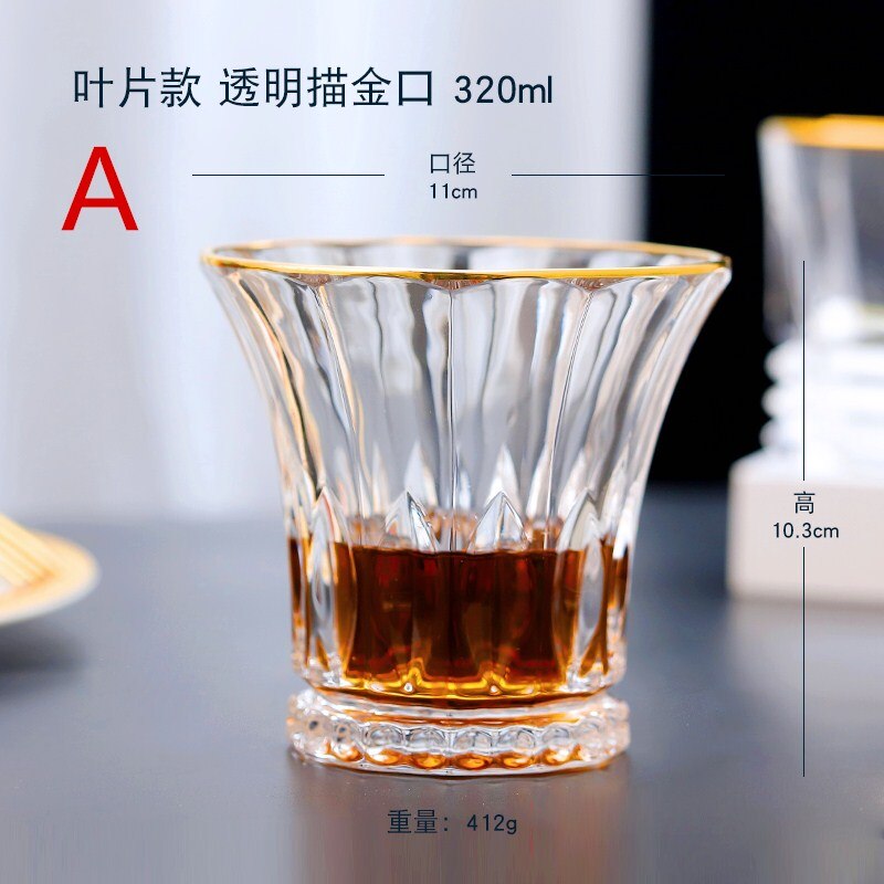 Gold Rim Whiskey Glass Mug Irregular Shape Whisky Glass Wine Glass Beer Glass Cups And Mugs Style Transparent Cups: A