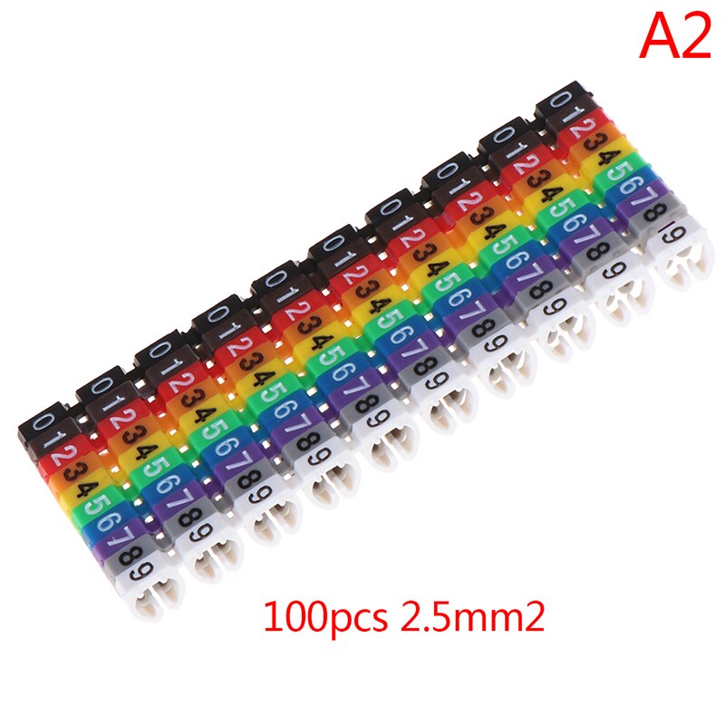 150 unids/lote marcadores de Cable coloridos tipo C Etiqueta de número de marcador para Cable de 2-3mm: 2.5mm