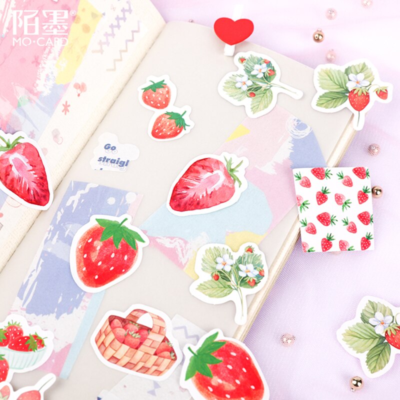 45 Pcs/box cute strawberry fruit paper sticker decoration stickers DIY for craft diary scrapbooking planner label sticker