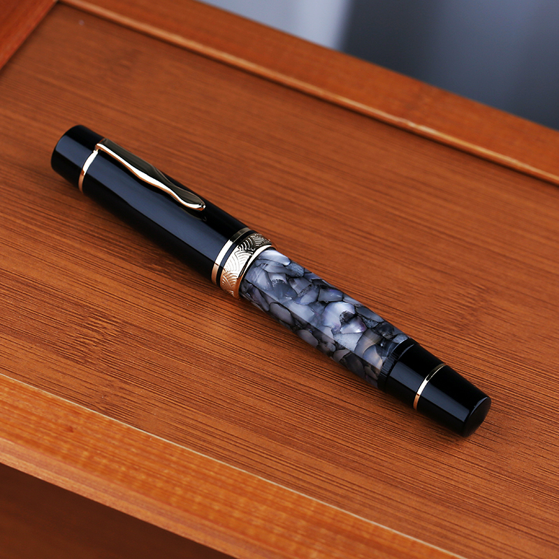 MAJOHN P139 pluma estilográfica de pistón grande naranja No.6/8 EF/F/M punta lengua de goma dura estructura totalmente de cobre tinta de escritura bolígrafos de: Mezcla de color / B