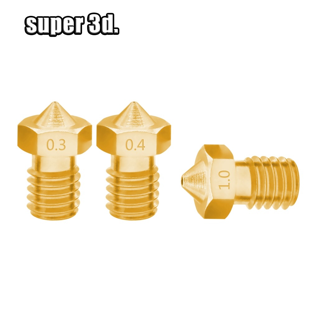 3D Printer Accessories V5 V6 Copper nozzle M6 thread 0.2 0.25 0.3 0.4 0.5 0.6 0.8 1.0mm for1.75mm 3.0mm filamnet Brass Nozzles