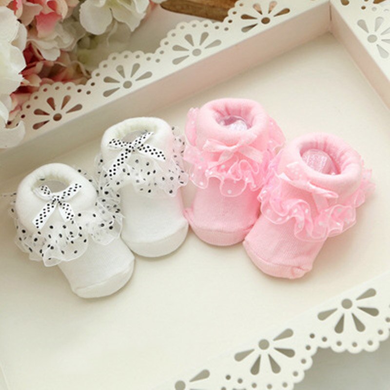 1 Pair Baby Girls Princess Bowknots Socks Lace Floral Baby Socks Infant Toddler Cotton Ankle Bow Socks meia infantil