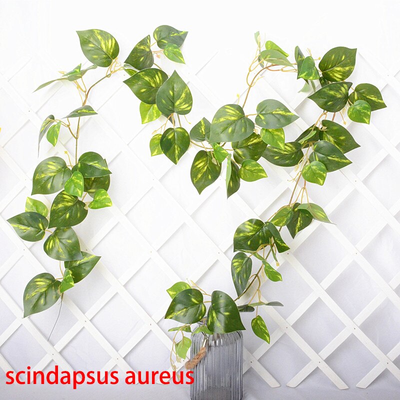 1 Pcs Green Flower Vine Sweet Potato Vine Green Leaf Vine Artificial Flower Air Conditioning Loft Fence Winding Green Leaf: Philodendronscandens