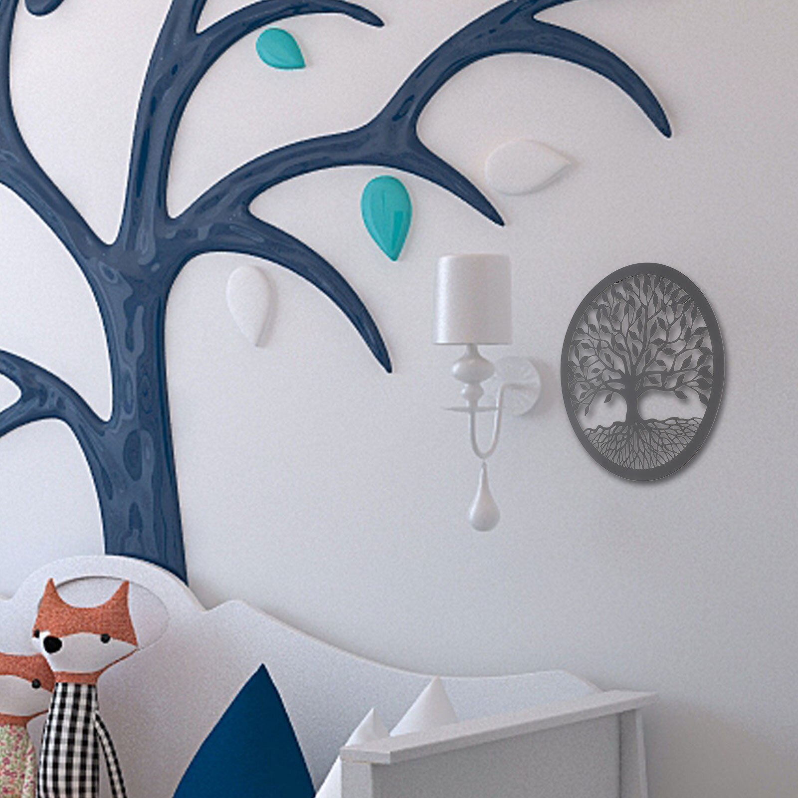 Outdoor Garden Wall Decor Circular Wall Ornament Plant Silhouette Wall Art Craft