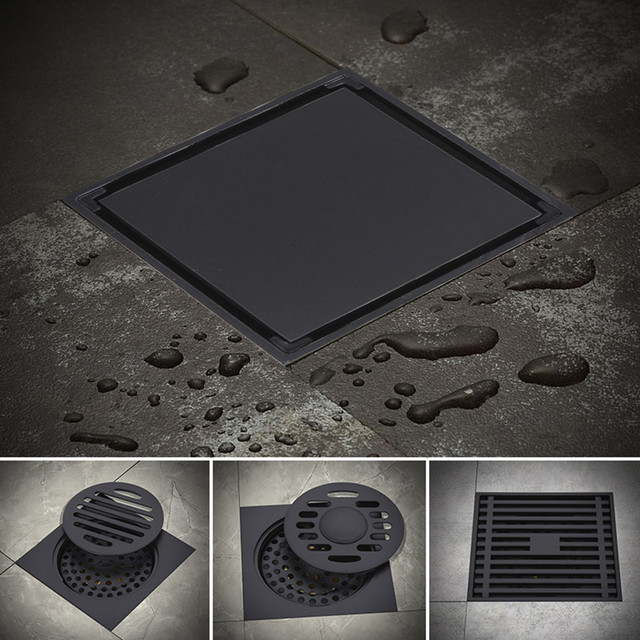 1PC Black Brass Shower Floor Drain Washroom Bathroom Invisible Drain Cover Waste Odor-proof Floor Drain Shower Floor Drain