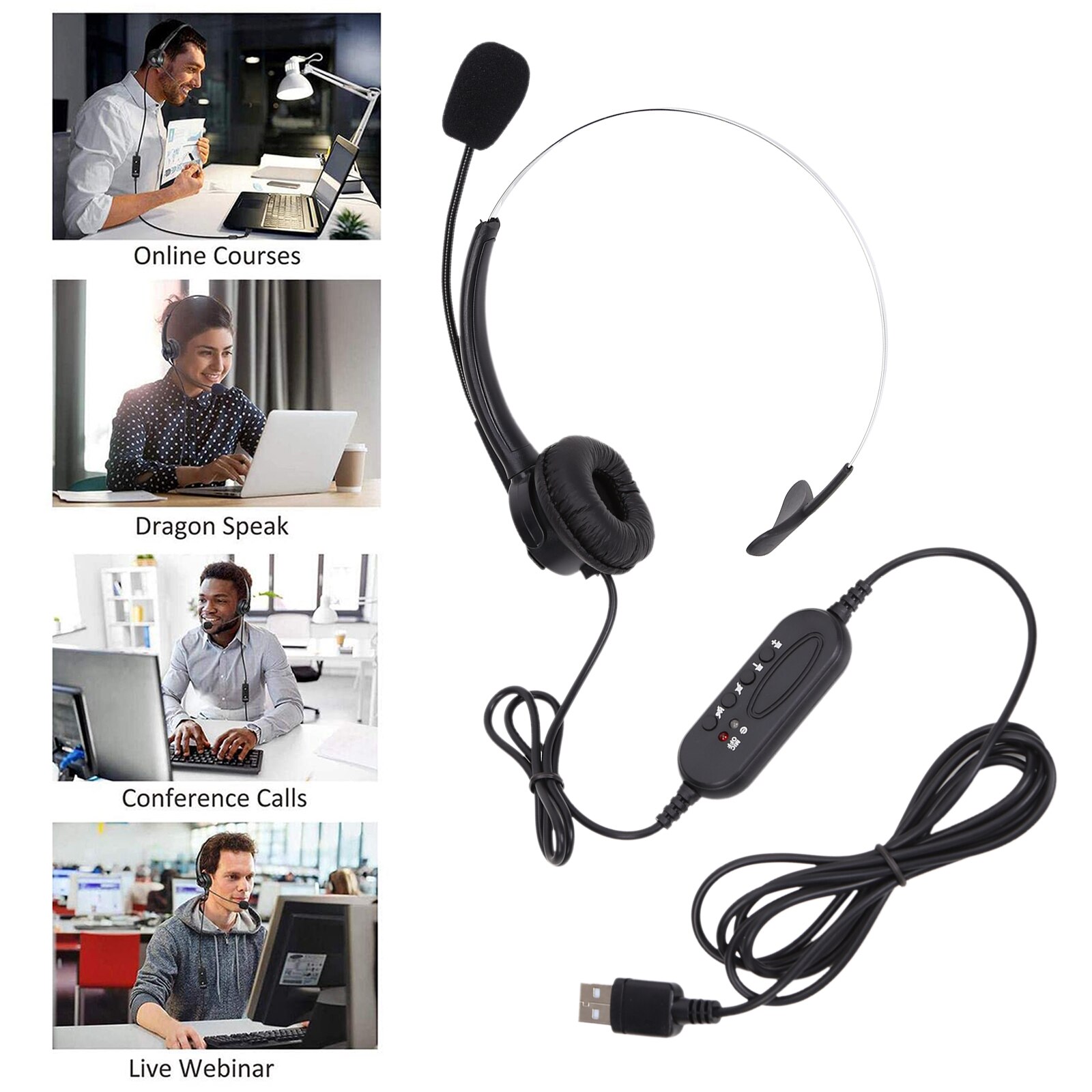 Computer Headset Computer Headphones for Laptop Call Center School and Office Mic Adjustable Headband Phone Headset