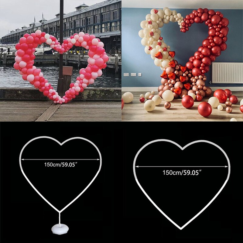 150Cm Hart Ballonnen Boog Ronde Cirkel Base Frame Hartvormige Liefde Ballon Stand Voor Wedding Baby Shower Verjaardagsfeestje decor