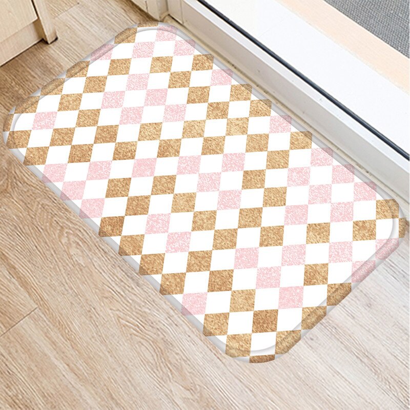 Pink fjer skridsikker dørmåtte køkken indgangsdør måtte ruskind fløjl tæppe dørmåtte farverig indendørs gulvmåtter tæppe 48253: 2dd-48253-005