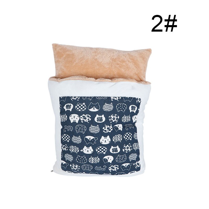 Sac de couchage amovible pour chat, lit d'hiver pour animal de compagnie, en velours, FOU99: 2 / M