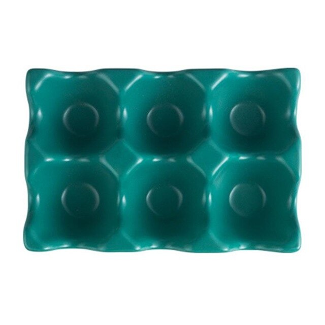 Porte-œufs en céramique 6 grilles, boîte à œufs antidérapante plateau à œufs antichoc pour réfrigérateur porte-boîte de rangement Organization du stockage à domicile: green