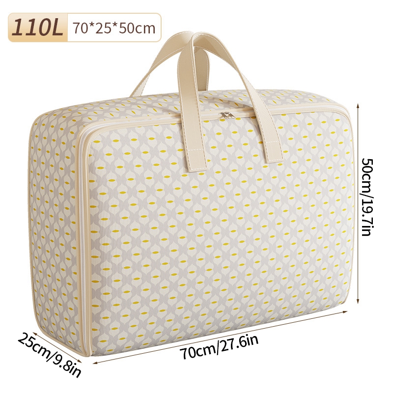 Klesoppbevaringspose med glidelås stor kapasitet sammenleggbar bagasjeflyttingspose med håndtak støvtett dyneoppbevaringspose: Brun