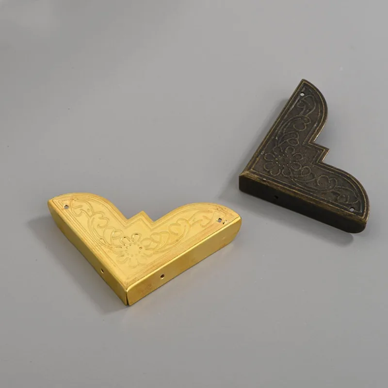 Boîte à bijoux en laiton antique, protecteur d'angle en bois, protection pour la maison, coins décoratifs, couvercle de protection d'angle, , 4 pièces