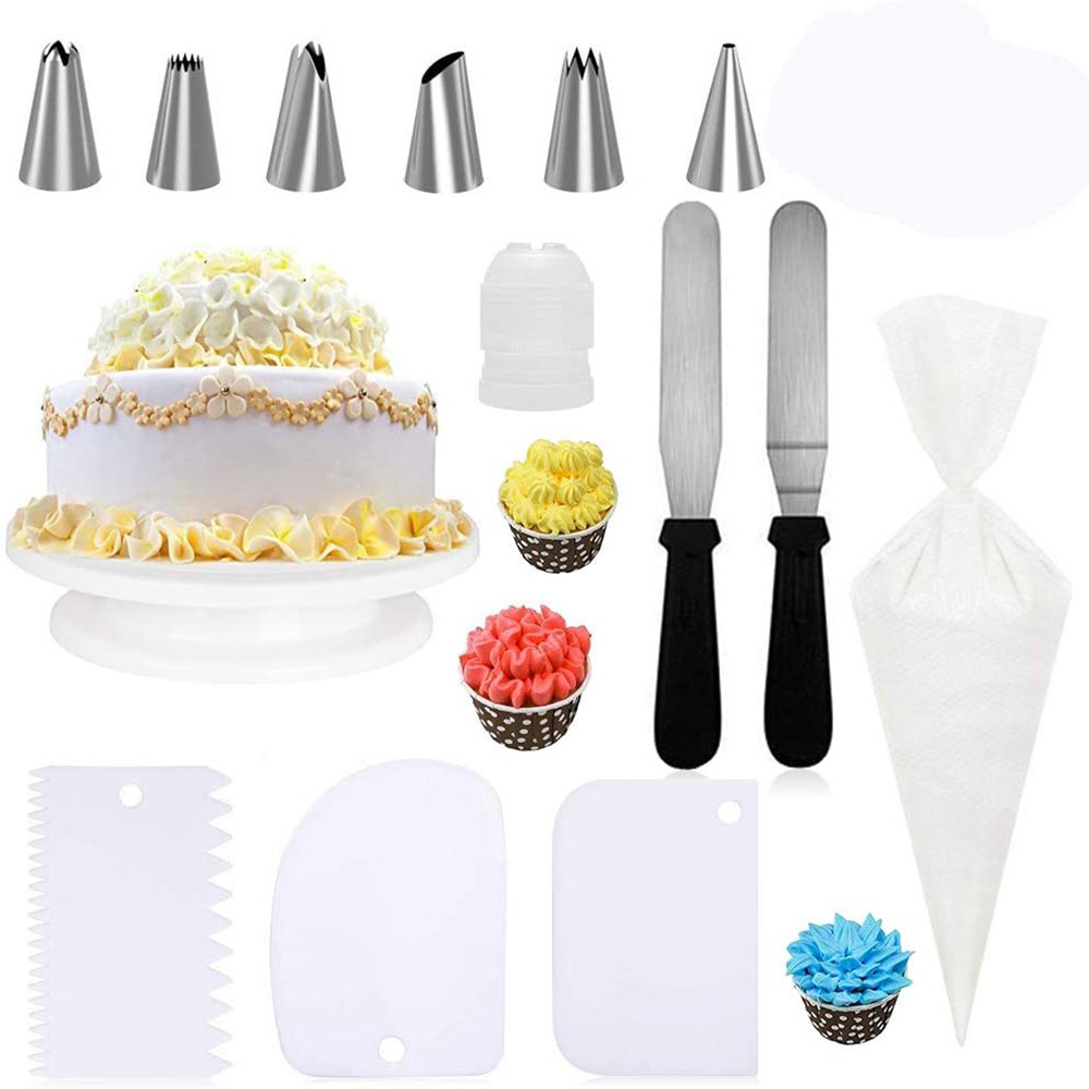 Cake Stand Turntable Rotating Base Cake Plastic Dough Knife Decorating 11 Inch Cream Cakes Stand set Cake Rotary Turntable tool: Type 02 14pcs