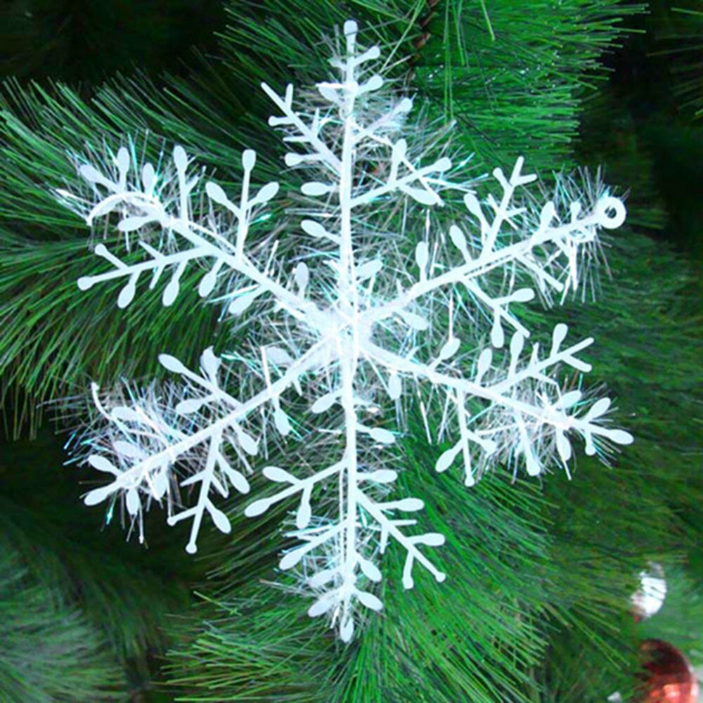 Christmas Snowflake Hanging Party Decoration White Plastic Sparkle Snowflake, Party Supplies For Wonderland Winter, Year