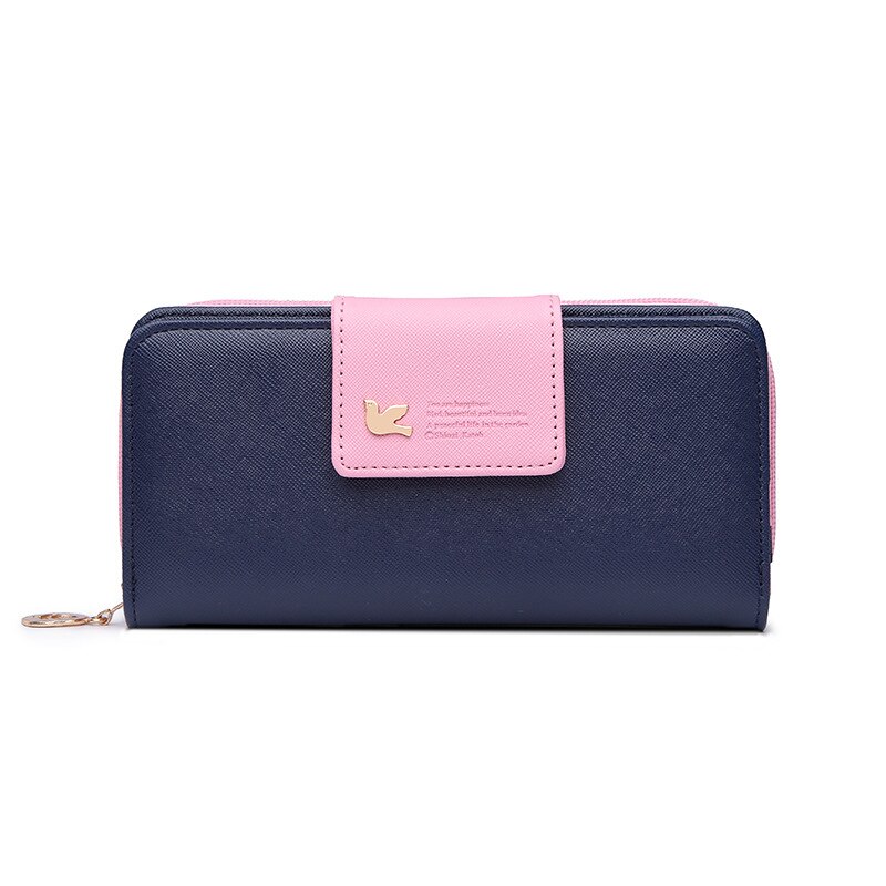 Women Leather Wallet Women's Clutch Bag Hasp Wallet Zipper Long Purses Card Holder Bolsa Feminina: Blue