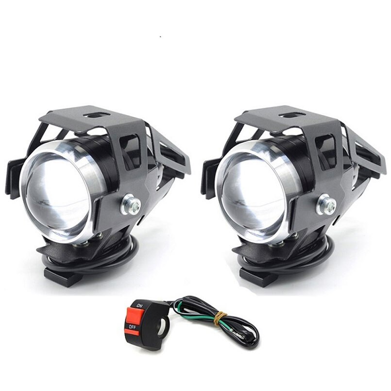 2 pcs 125 W motorcycle rcycle auxiliary light bulb Super bright U5 LED motorcycle lighthouse moto driving fog light car: 2pcs-switch