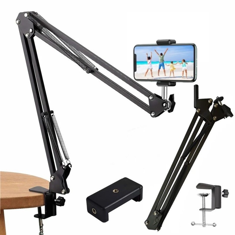 FANGTUOSI Tripods Phone Camera tripod Table Stand Set Photography Adjustable With Phone Holder For LED Ring Light: dark blue