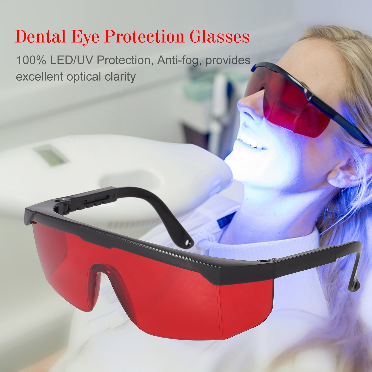 Dental Eye Protection Glasses Tooth Whitening Curing Light UV For Dentist Spectacles Red Lens Goggle Glasses Protective Eye