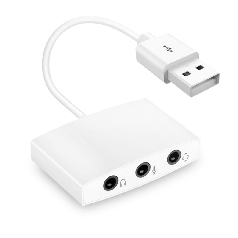 Eksternt usb lydkort 7.1 adapter 3.5mm 3 i 1 jack hd stereo headset mikrofon lydadapter 30cm usb tilkoblingskabel