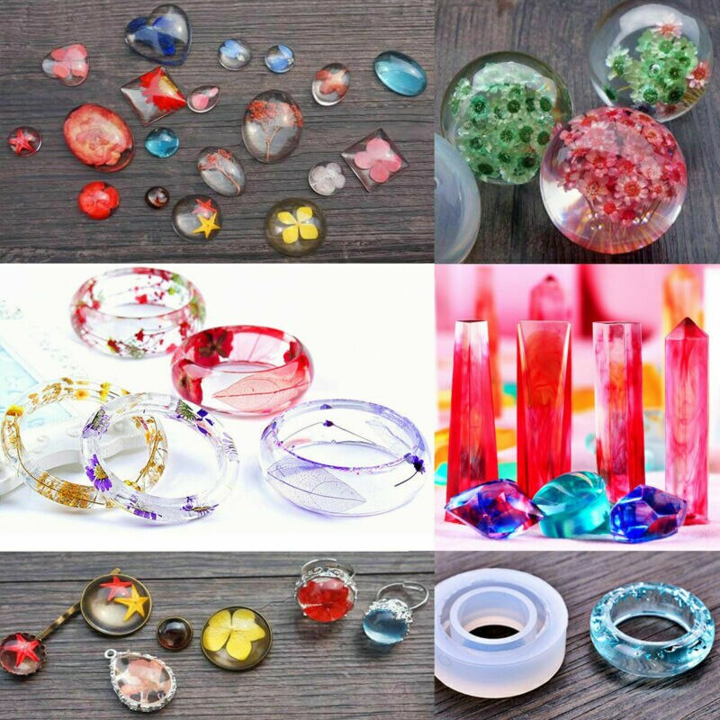 83-229pcs Handmade Crystal Glue Mold Set DIY Silicone Mould Jewelry Pendant