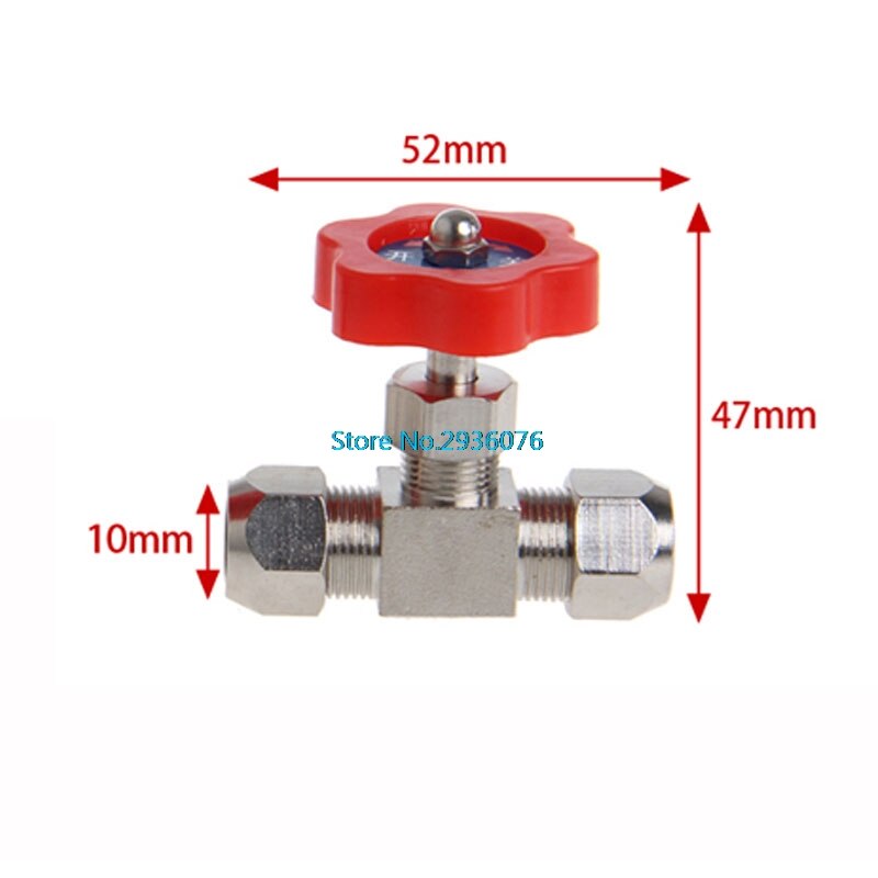 Durable Needle Valve Tube Nickel-Plated Brass Plug Needle OD 6mm/8mm/10mm Valve MY26_35: Red