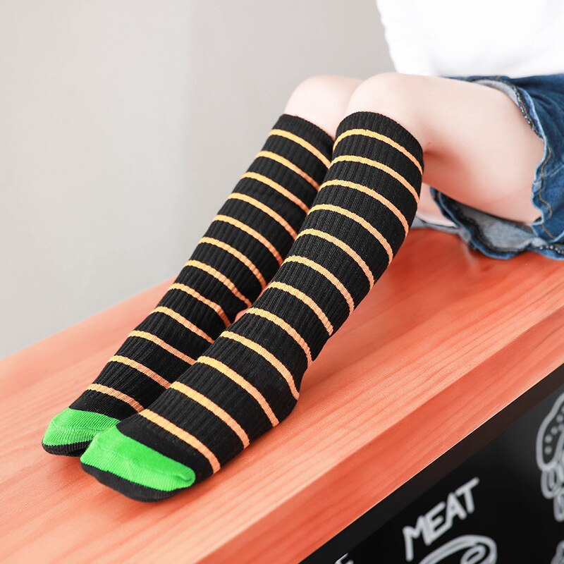 Cotton Girls Boys Football Stripes Socks Baby Kids Toddler Knee High Long Tube Socks Children Sports School White Socks Leg Warm: 7